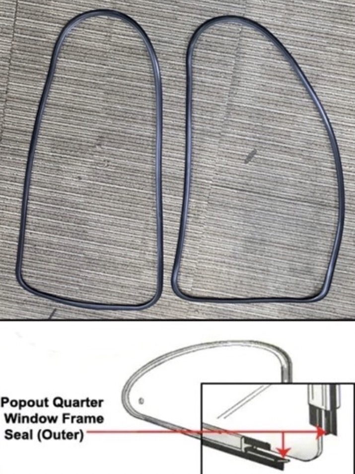 VW Pop-Out Quarter Window Outer  Silicon Seals,Late style Beetles 1965-1977 Left & Right Side